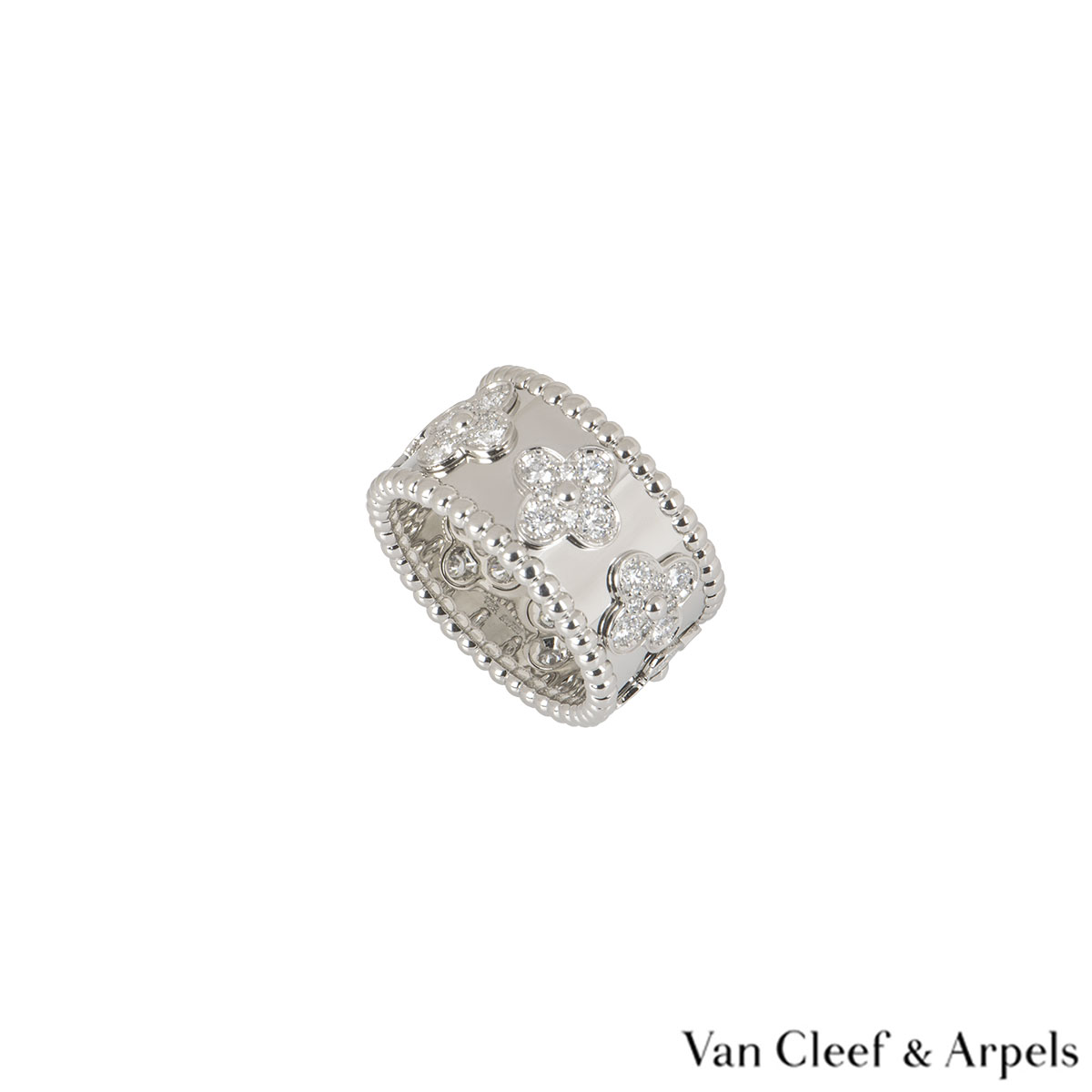 Van Cleef & Arpels 'Perlée' Clovers Ring in 18K Whit #515113